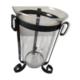 Vase en verre avec support en fer forgé très encien