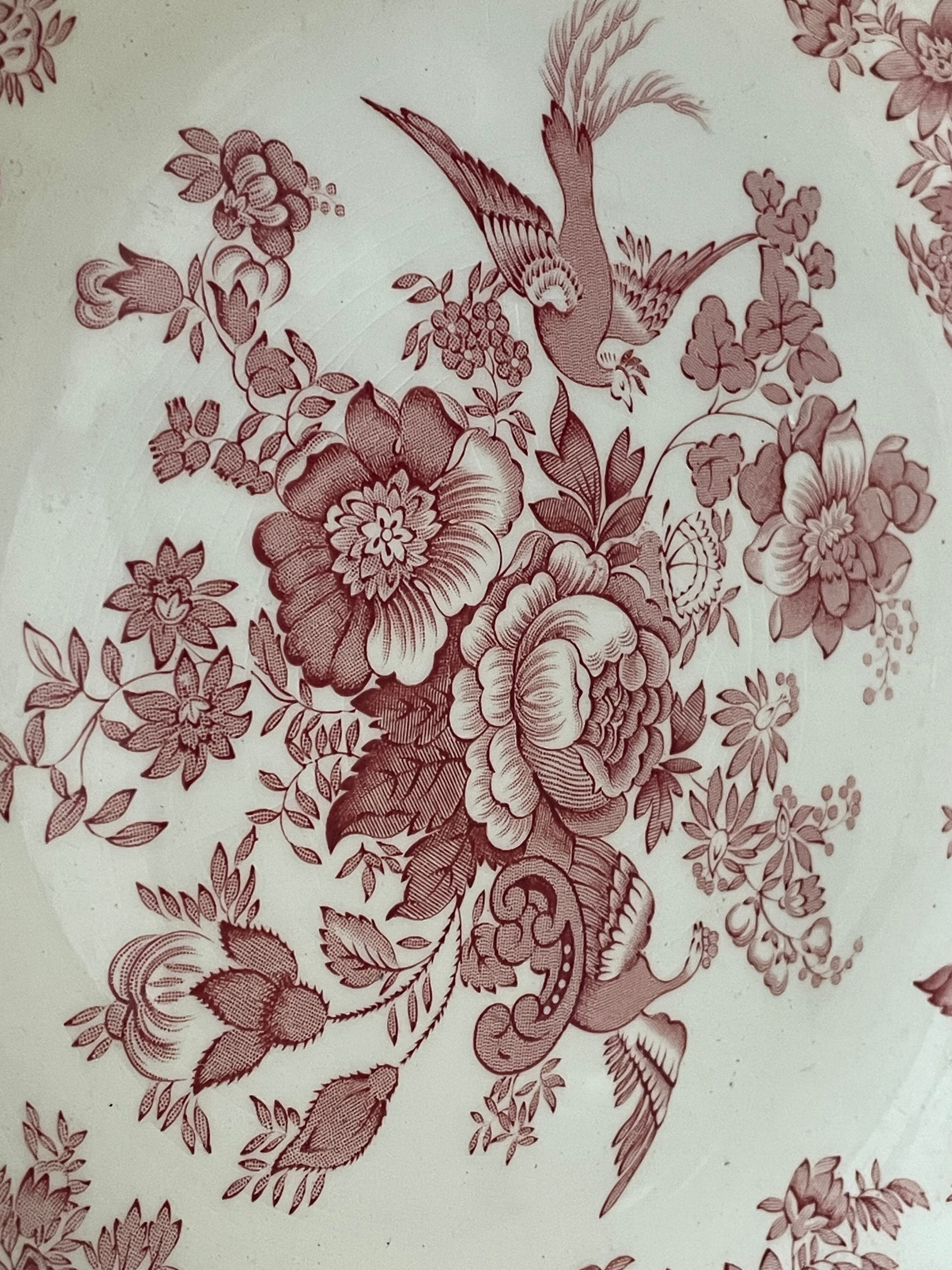 Lot de 8 assiettes faïence Wedgwood modèle faisan asiatique rose