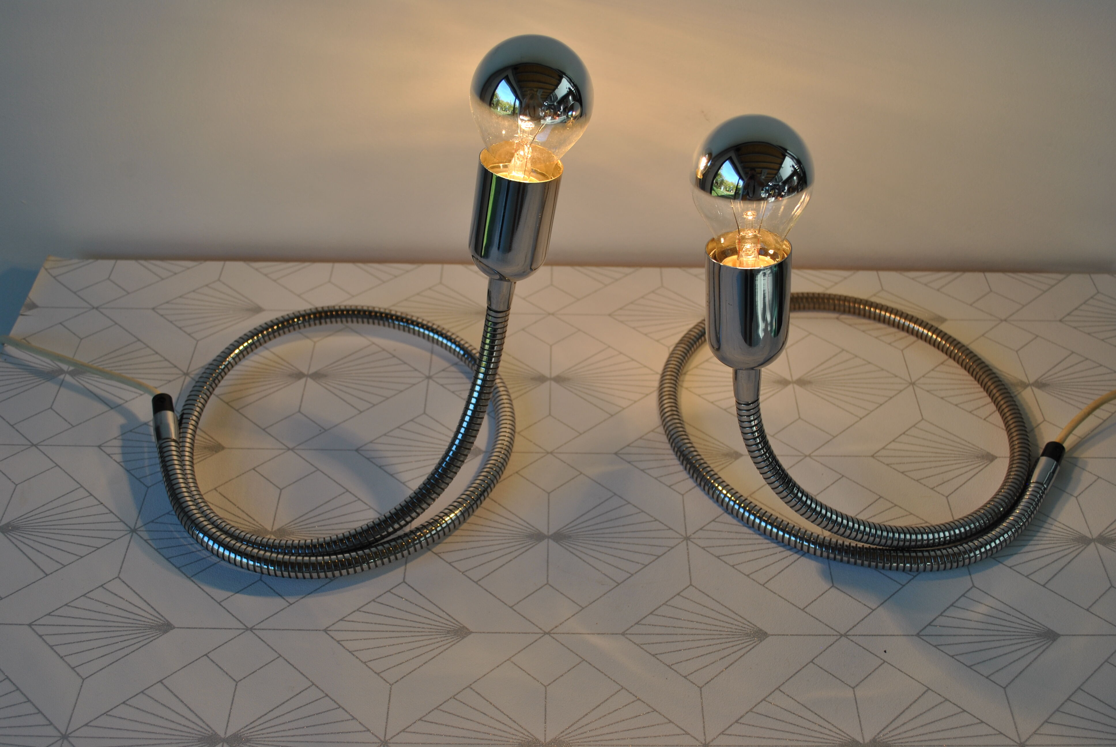 Snake model lamps pair by Gepo ,1970