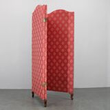 Antique Paravan with Fabric, Czechoslovakia