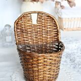 Vintage dark wicker wall basket