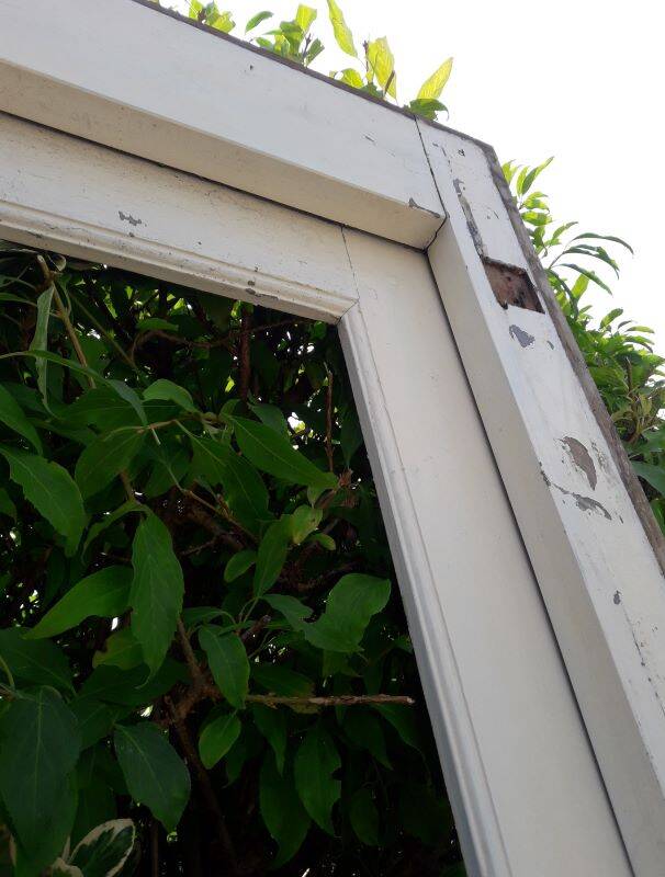 Old glazed door 211.5x105.5cm and its entrance door frame.