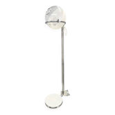 Lampe de sol en chrome italienne avec globe en verre, style Lenci, années 1970.