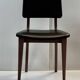 chaise bois et skai noir années 60