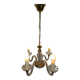 4-light glass and brass chandelier