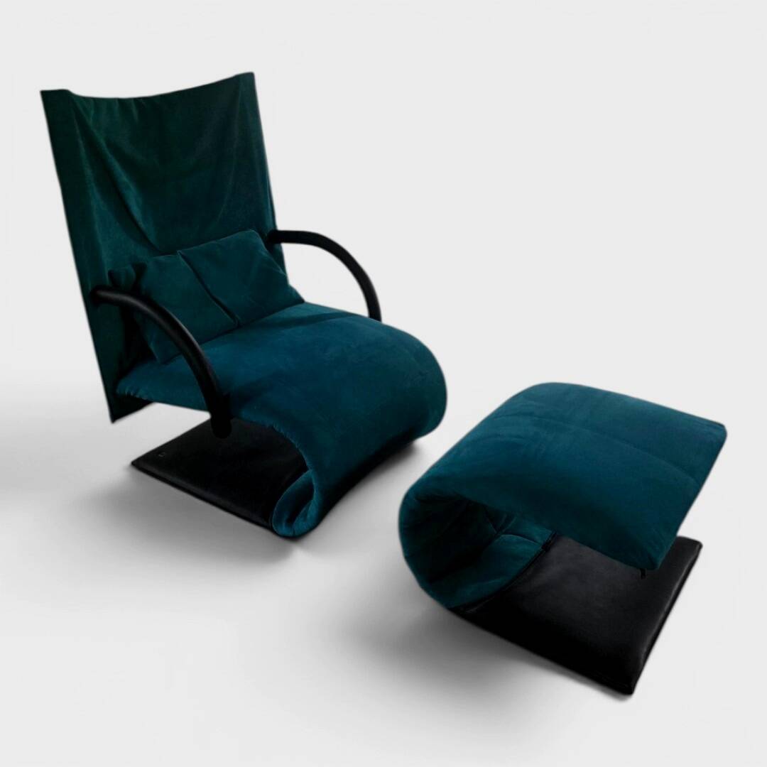 Rare Ligne Roset Armchair with Ottoman - Circa 1970