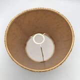 Pair of vintage burlap and braid lampshades
