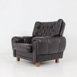 Czech Brown Leather Armchair from Vyber, 1970s