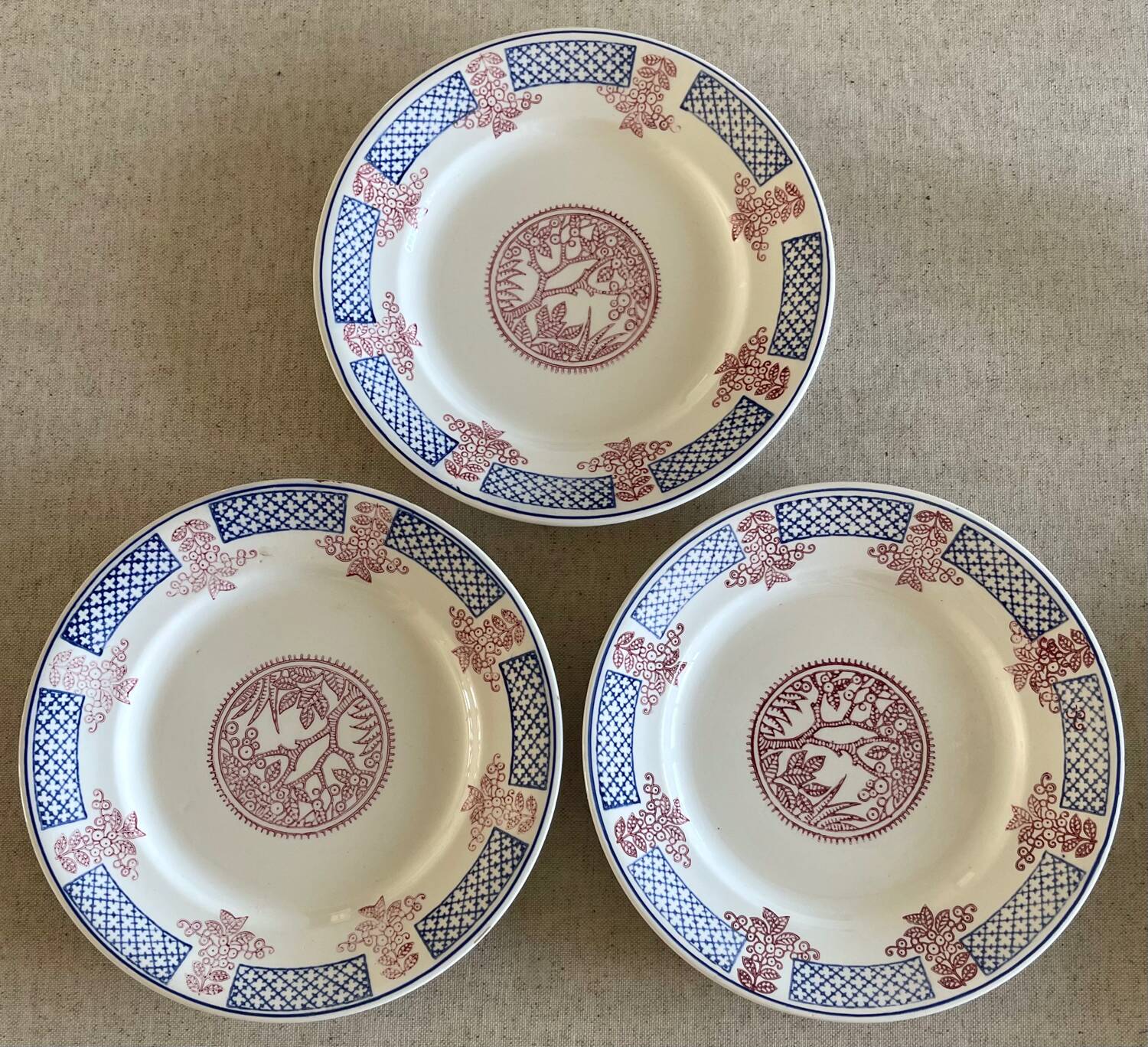 3 Longwy dessert plates.