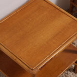 Bed 140 rattan and 2 vintage bedside tables