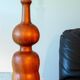 Large turned wooden lamp from the 1960s, signed JS Guy.