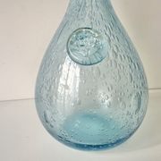 Vintage 1960s blue bubble glass BIOT carafe
