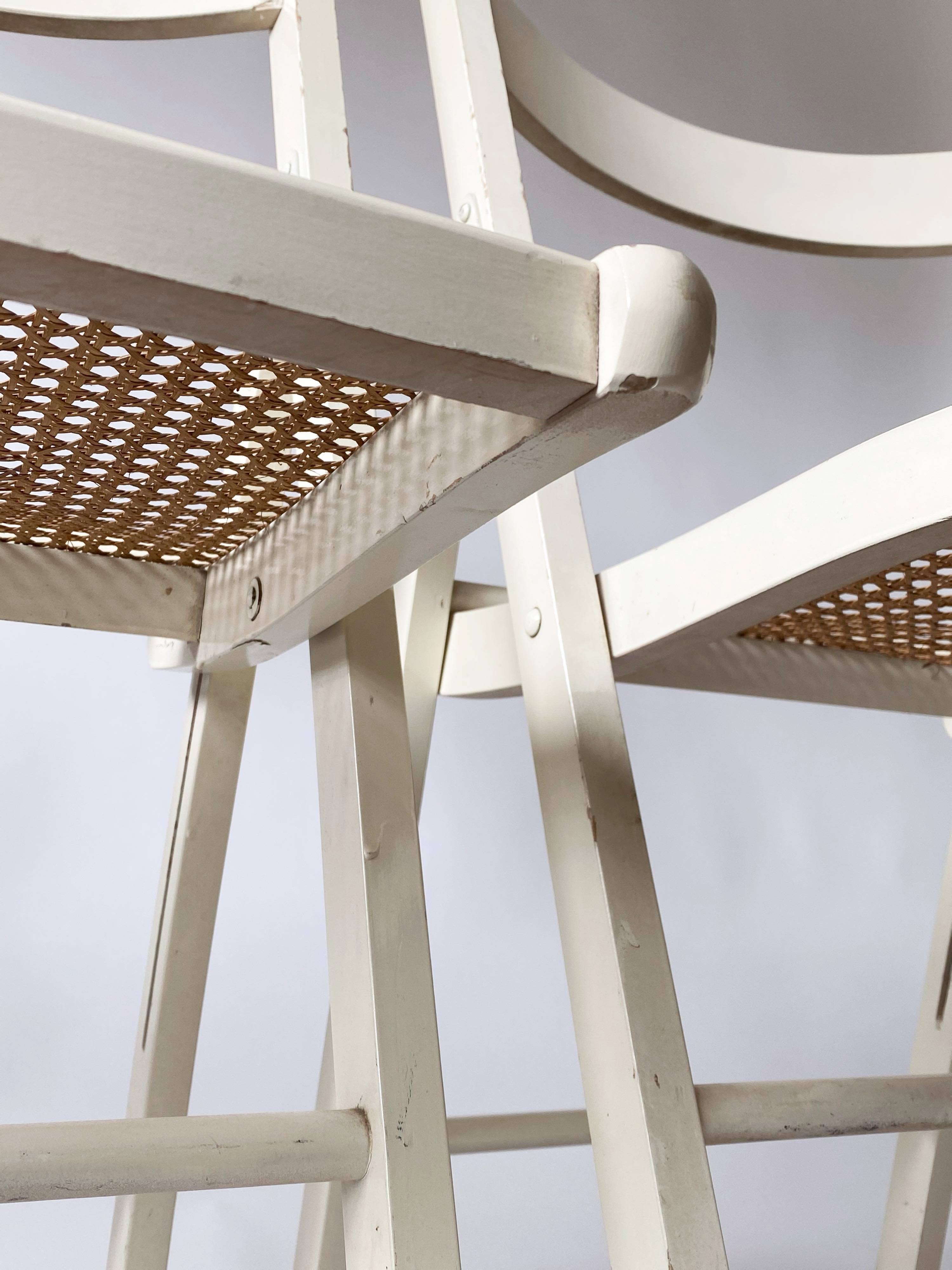 Pair folding chairs caning