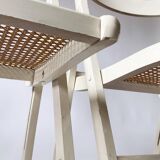 Pair folding chairs caning