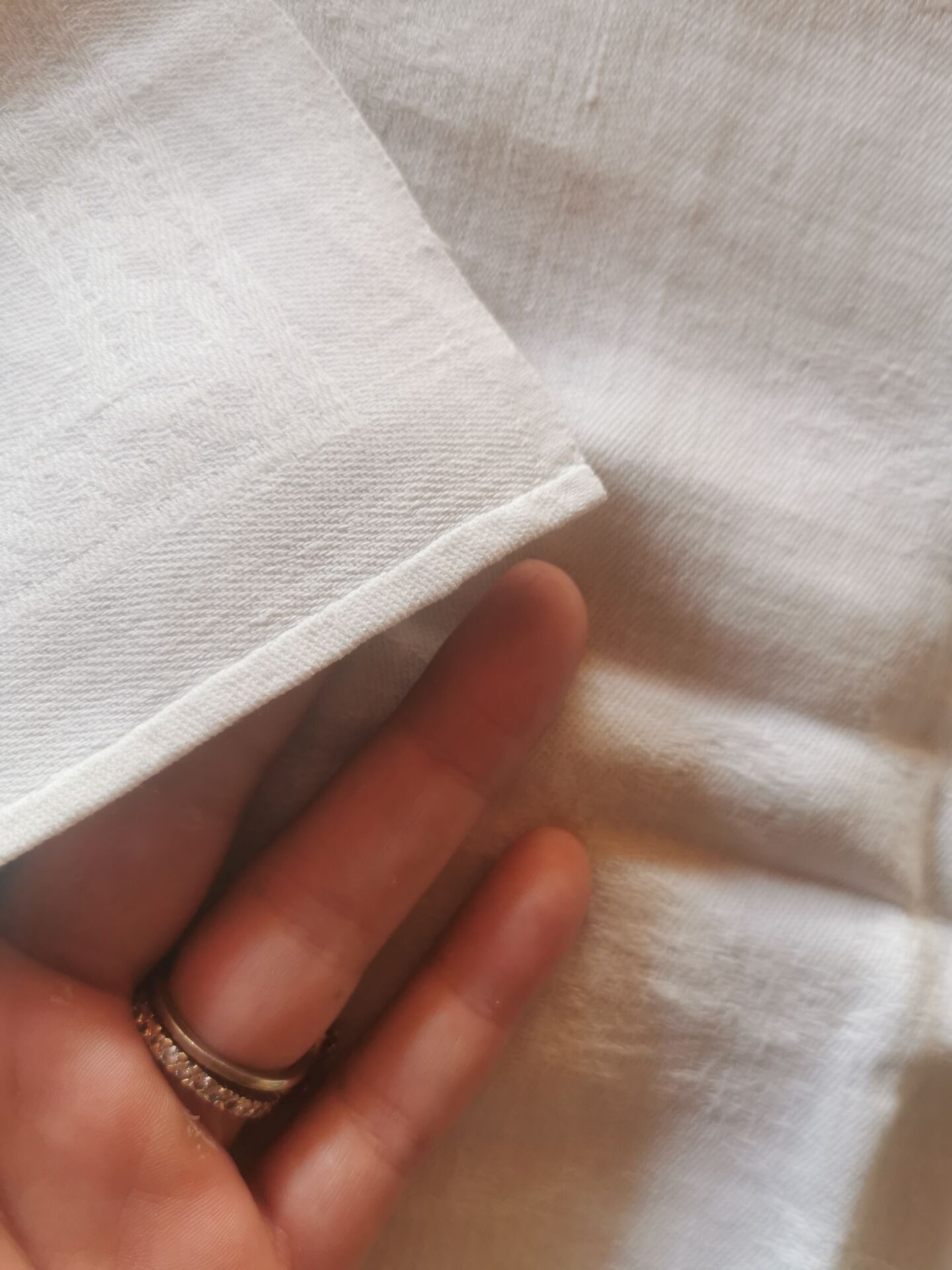 12 old damask linen napkins with monogram, 60x74 cm