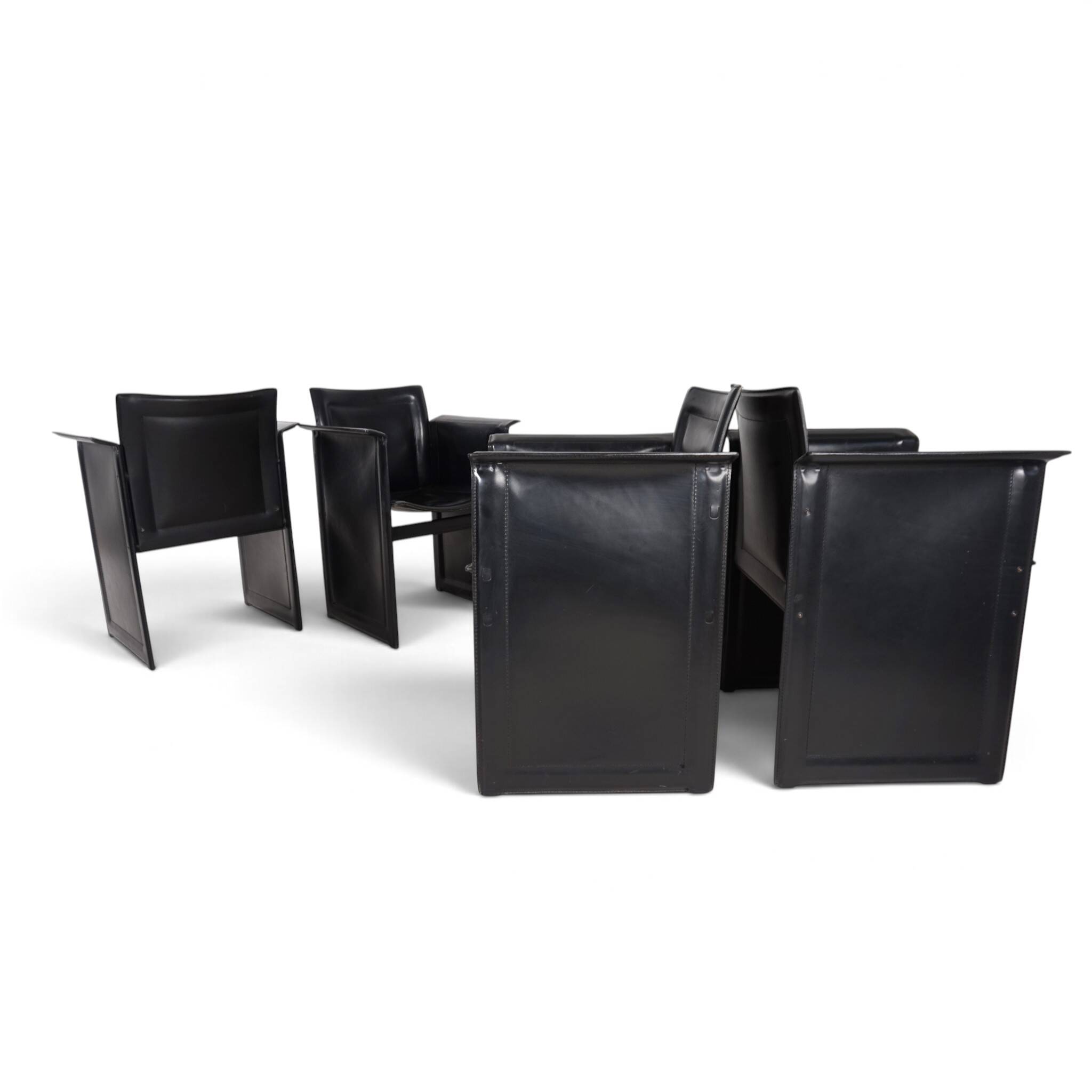 Arrben Solaria leather dining chairs, set of 4 by Tito Agnoli, 1970