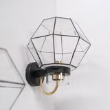 Pair of Mid-Century Glass and Brass Wall Lights