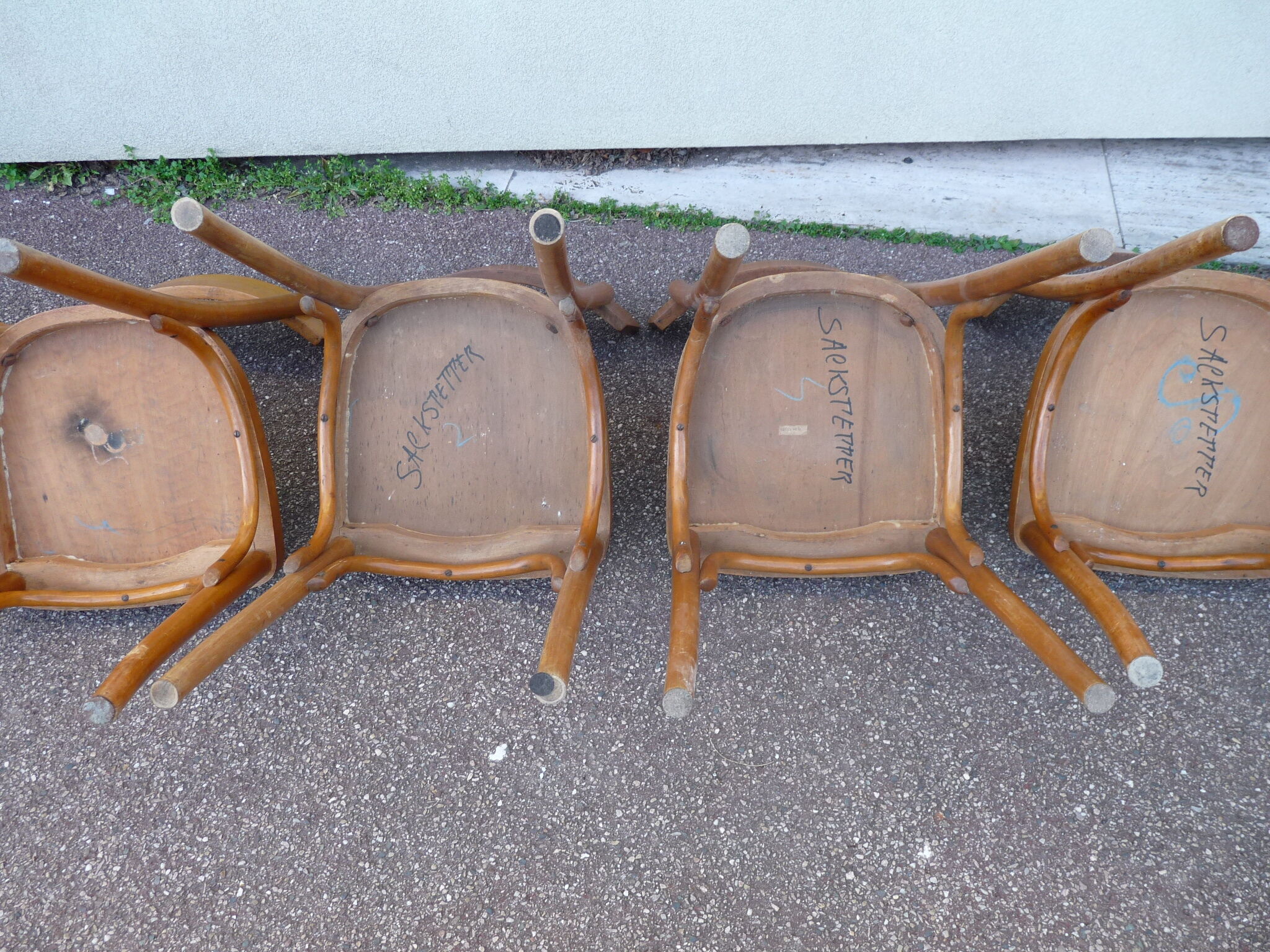 Lot de 6 chaises de bistrot bar en bois