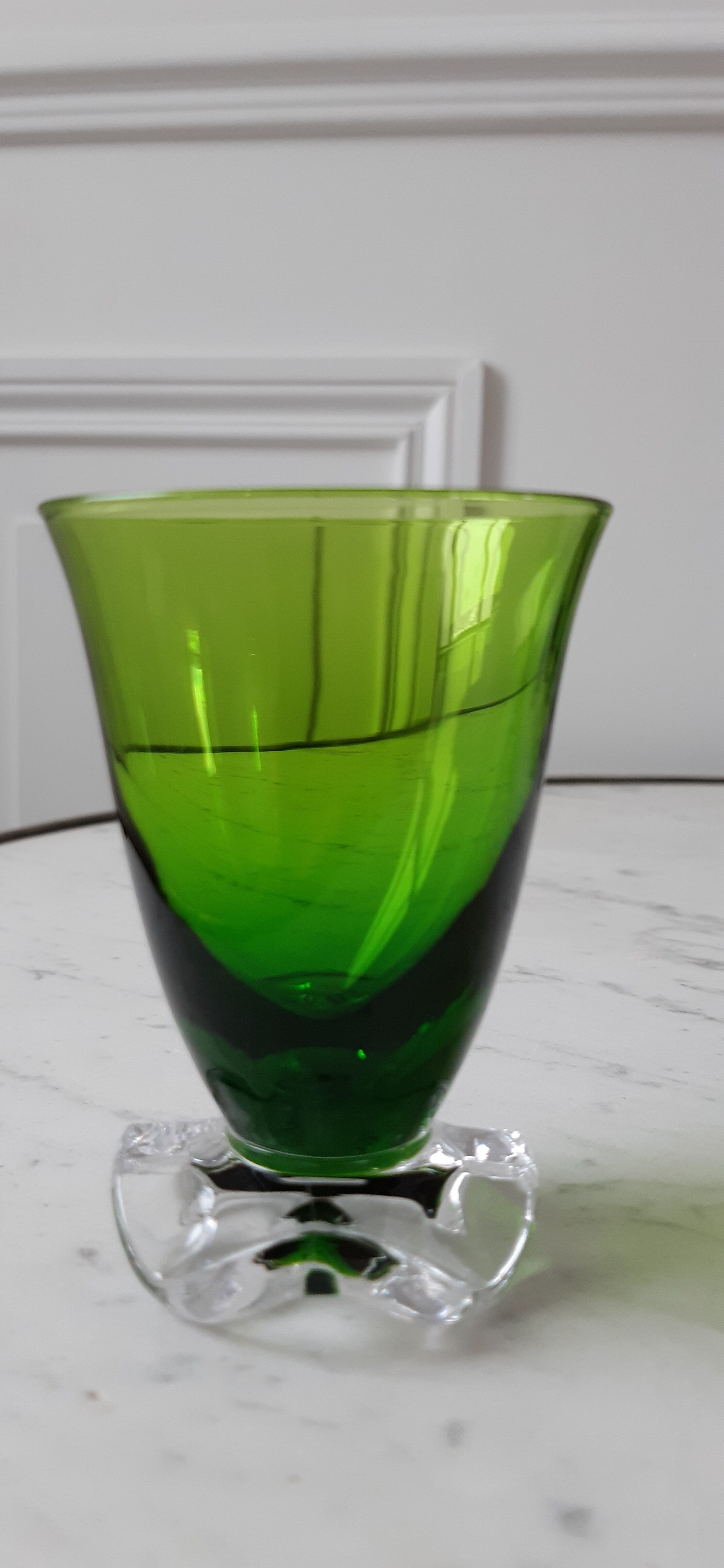 Set of 6 colored wine glasses feet flowers 60s-70s