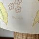 Large sunflower lamp signed silk and rattan 1970