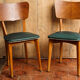 Set of 2 chairs, moleskine and wood