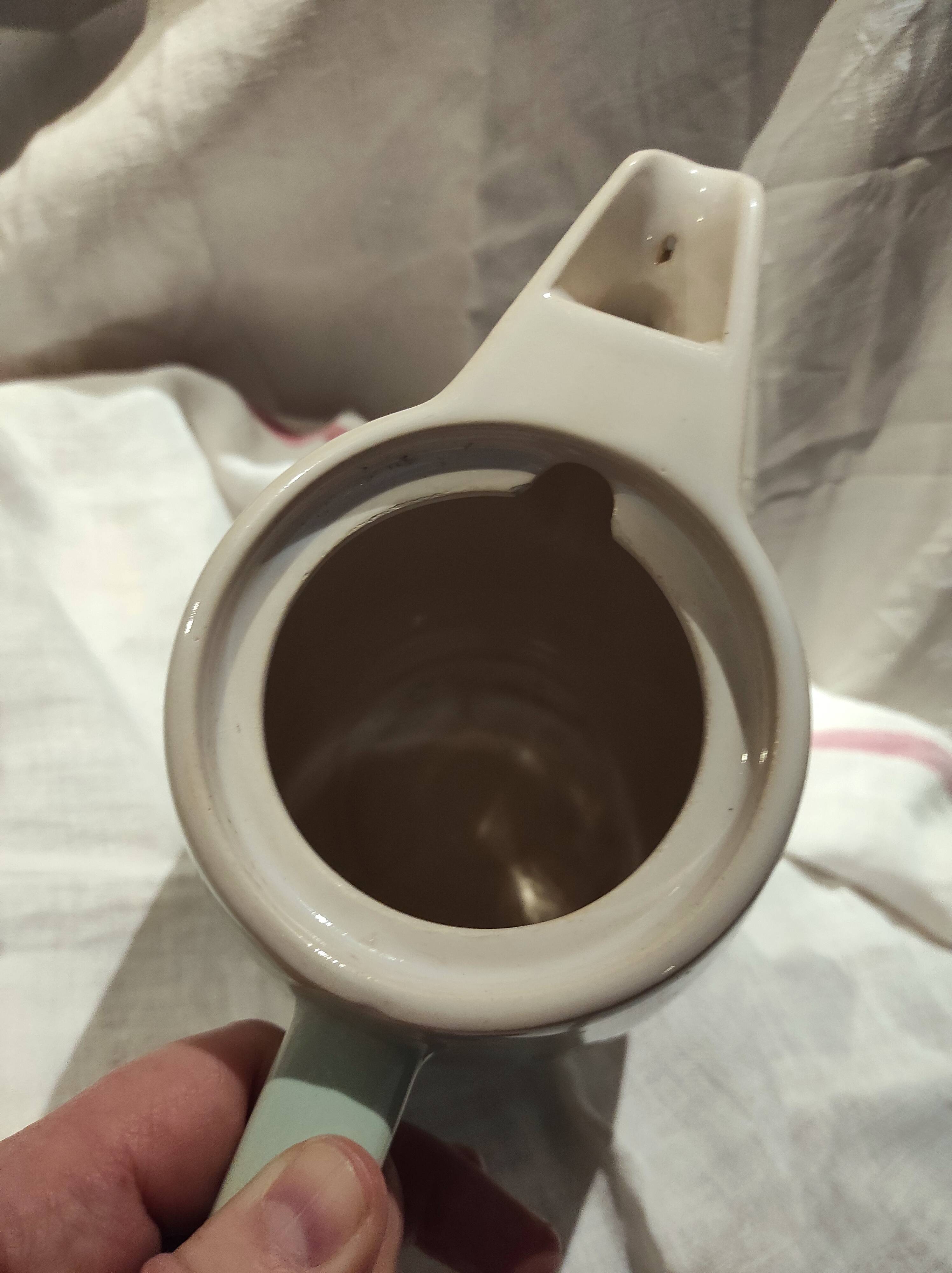 Vintage French large coffee pot in light green ceramic