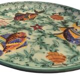 Cerart Monaco Round Plate on Small Foot Enamelled Ceramic circa 1950