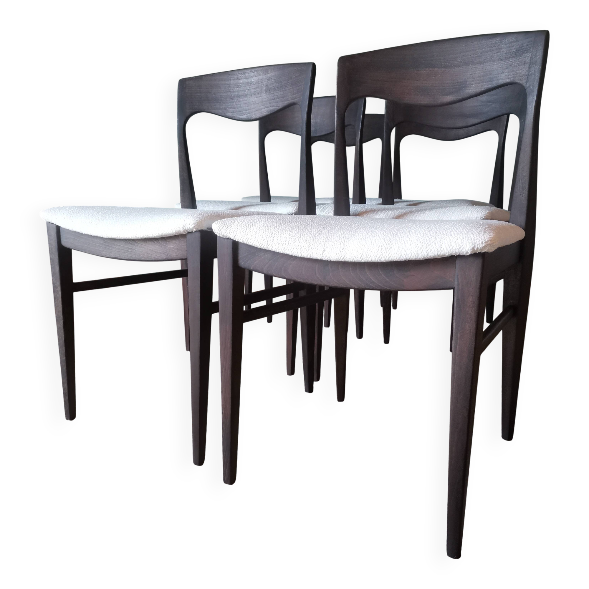White boucle Scandinavian chairs
