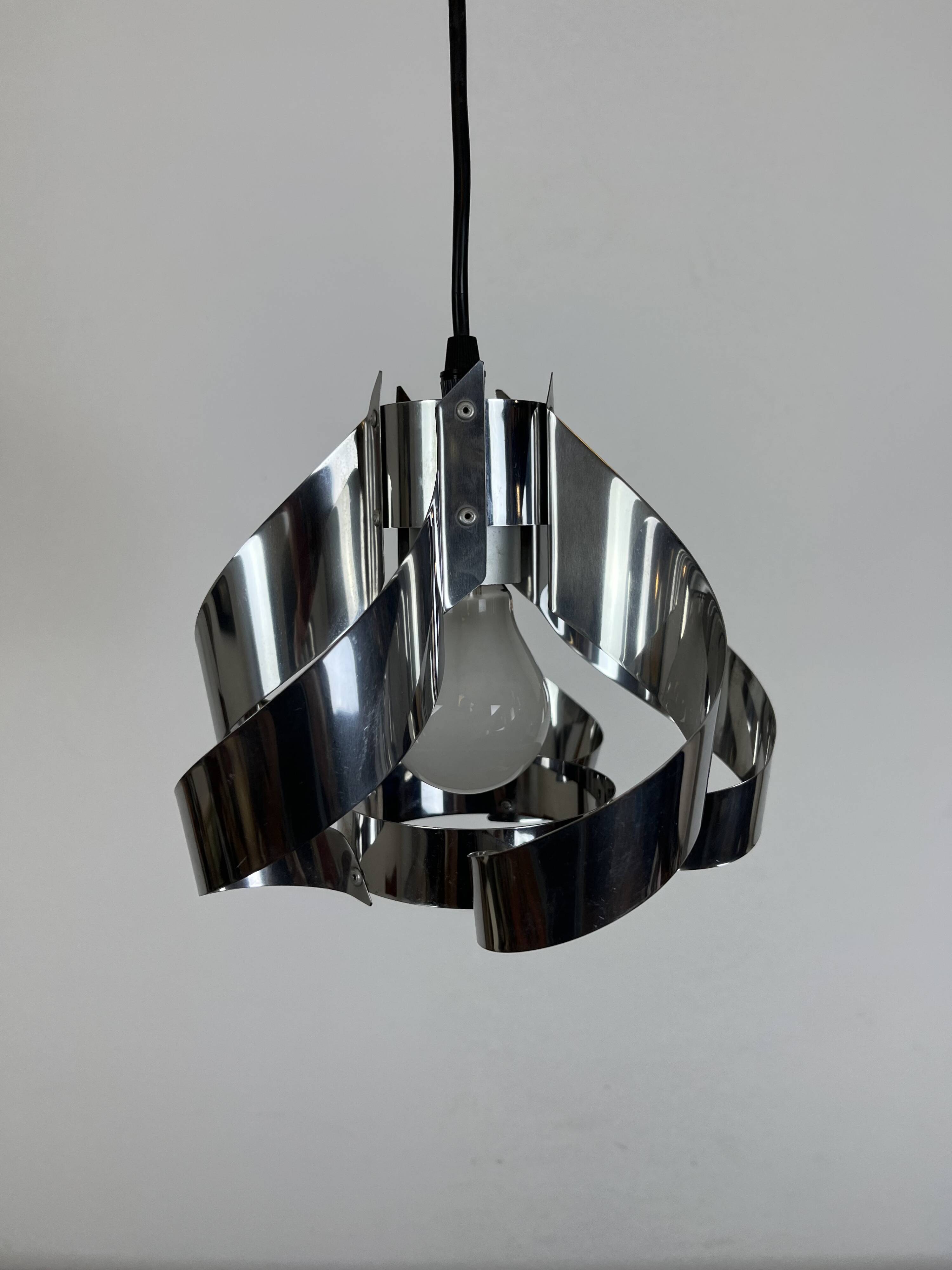 70s chrome spiral pendant light