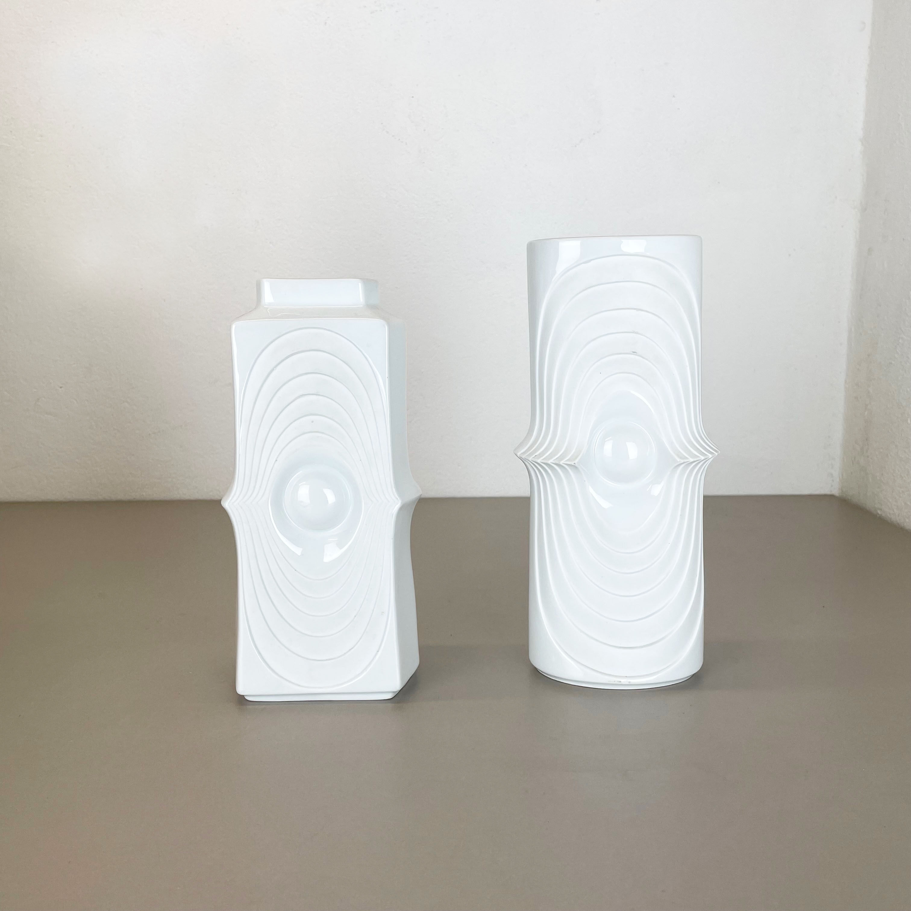 Set of 2 original porcelain op art vase made by Royal Bavaria Kpm Germany, 1970s