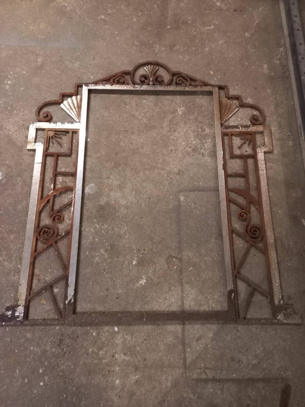 Art Deco trumeau mirror in steel