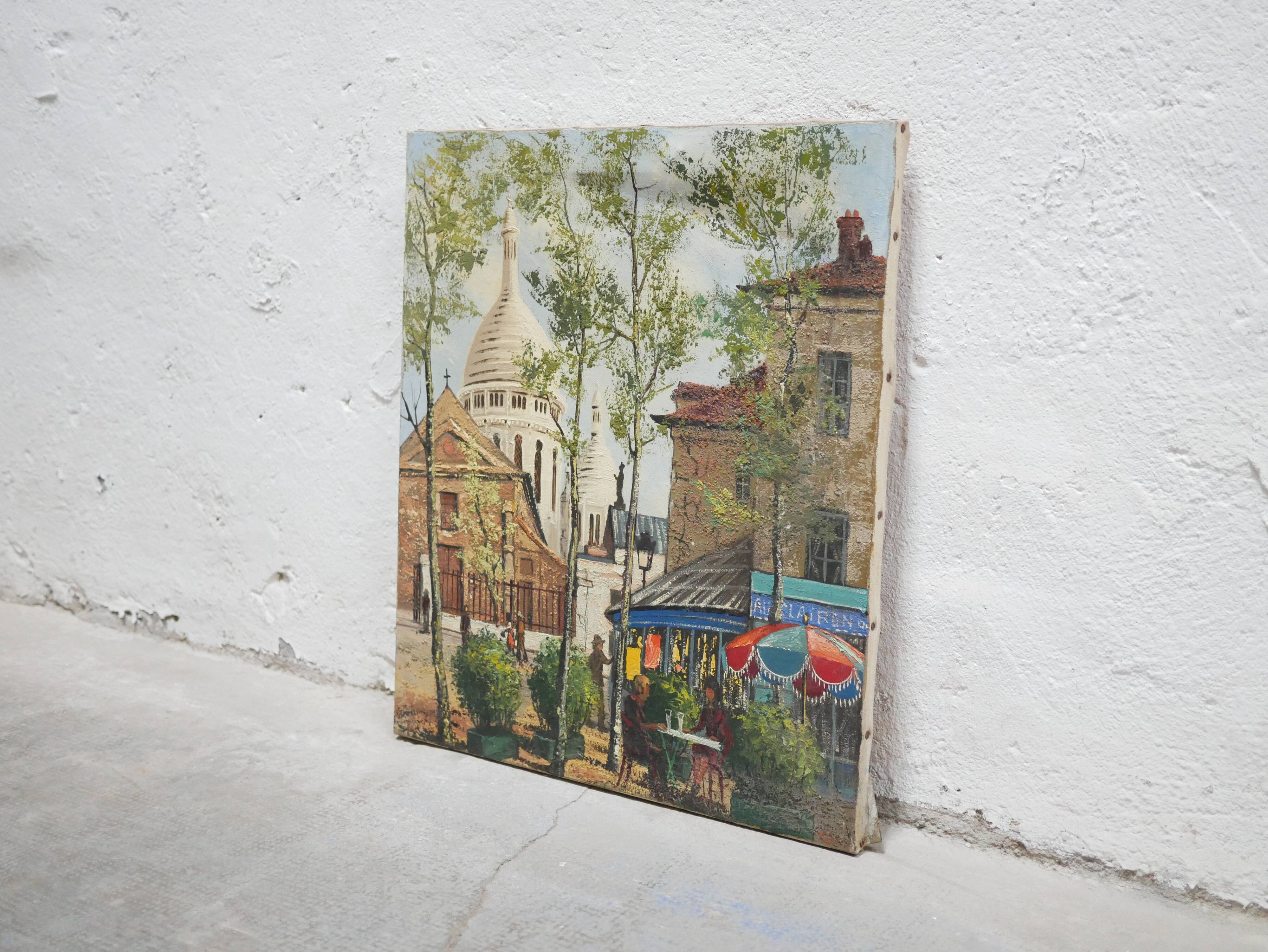 Old painting painting on canvas Montmartre, Paris