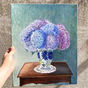 L'huile sur toile bouquet de fleurs Hortensia