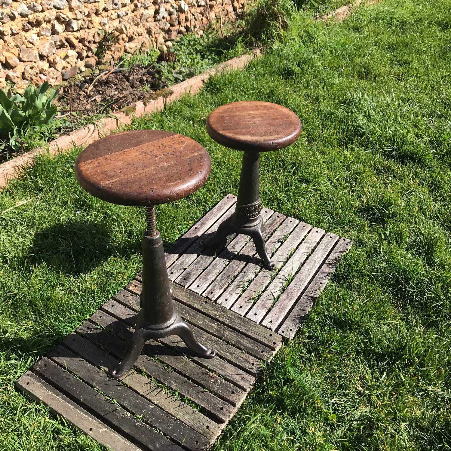 Pair of vintage industrial stools 1930
