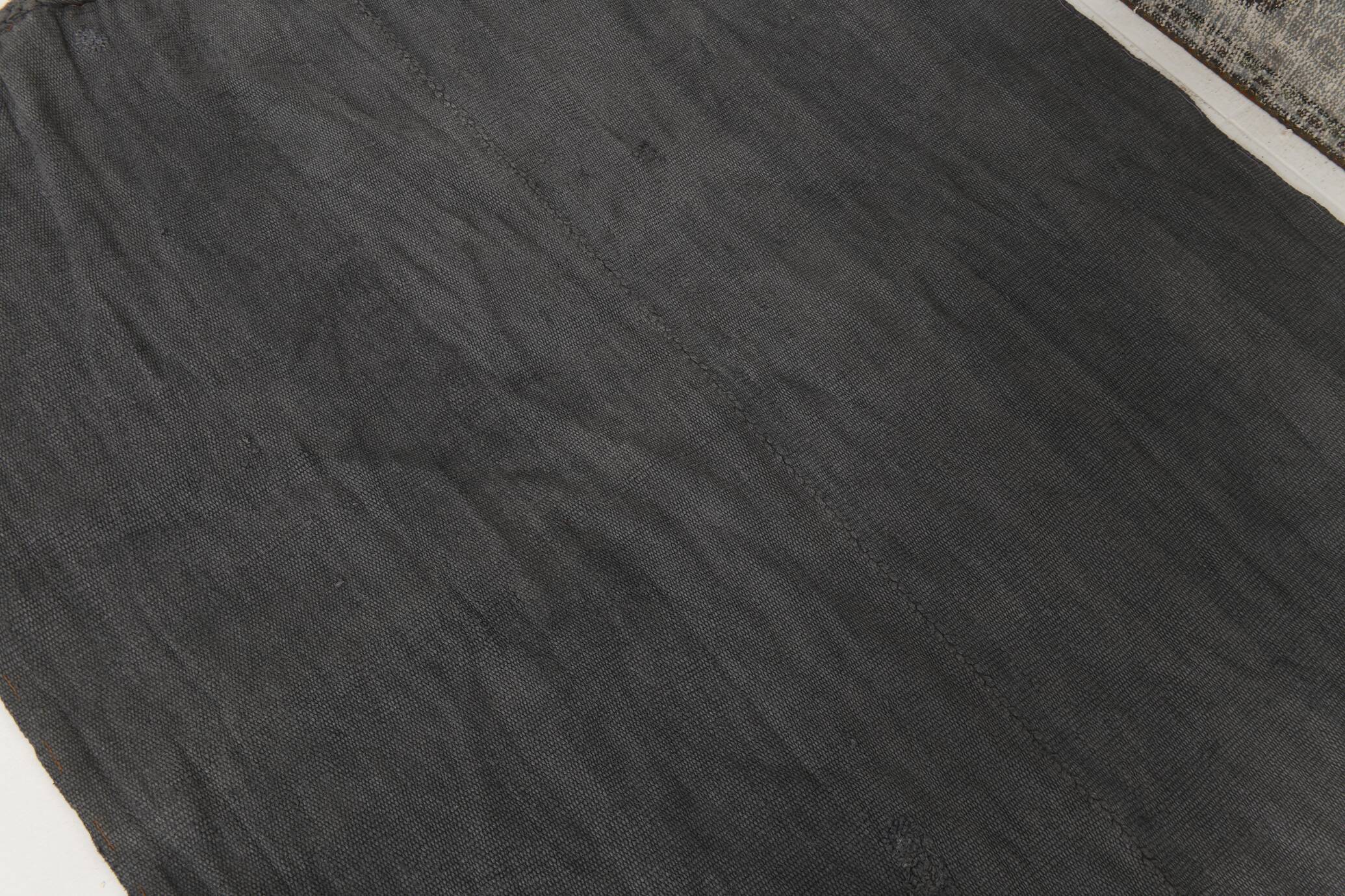 Anthracite Grey Large Area Soft Kilim Rug For Bedroom, 147x205 Cm