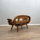 Rustic living room wooden barrel armchairs and sofa Italy 1970s