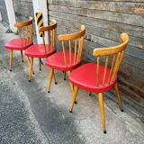 (Lot) 4 beautiful compass-legged chairs from the 60s/70s.