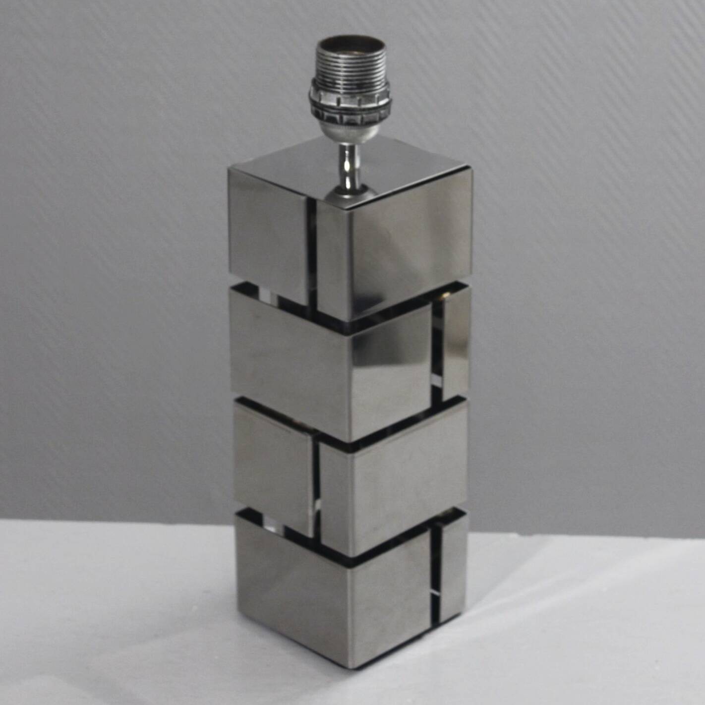 Curtis Jere vintage design lamp base "Building" chrome steel 1970s