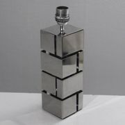 Pied de lampe vintage design "Building" acier chromé, Curtis Jere 1970s