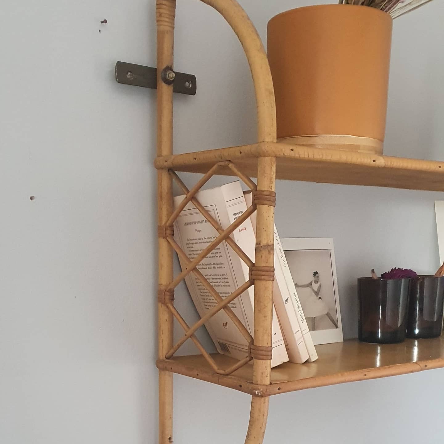 Rattan wall shelf