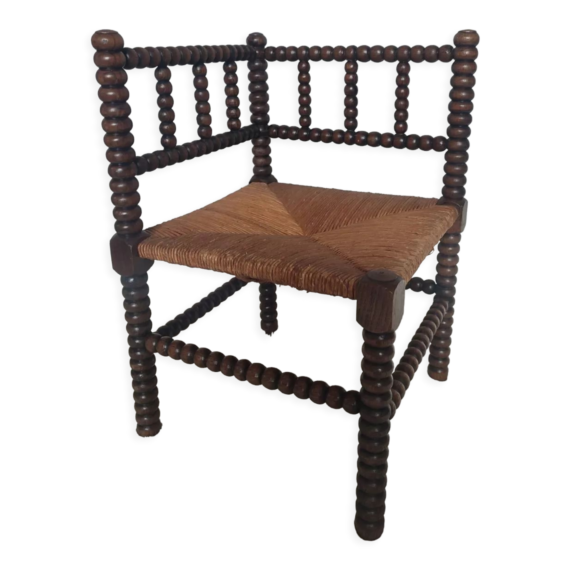 Turned wooden corner chair