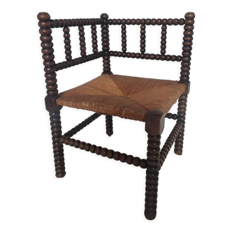 Turned wooden corner chair