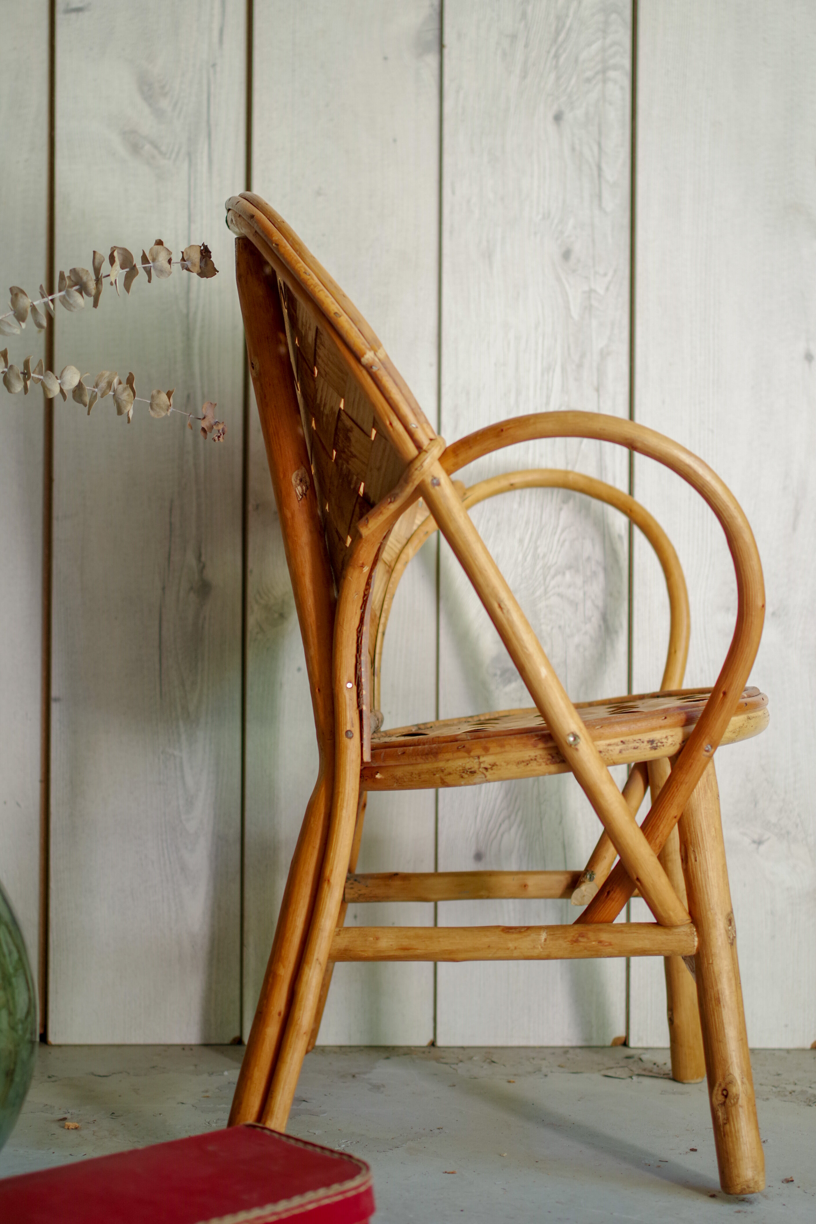 Vintage child armchair in chestnut wood