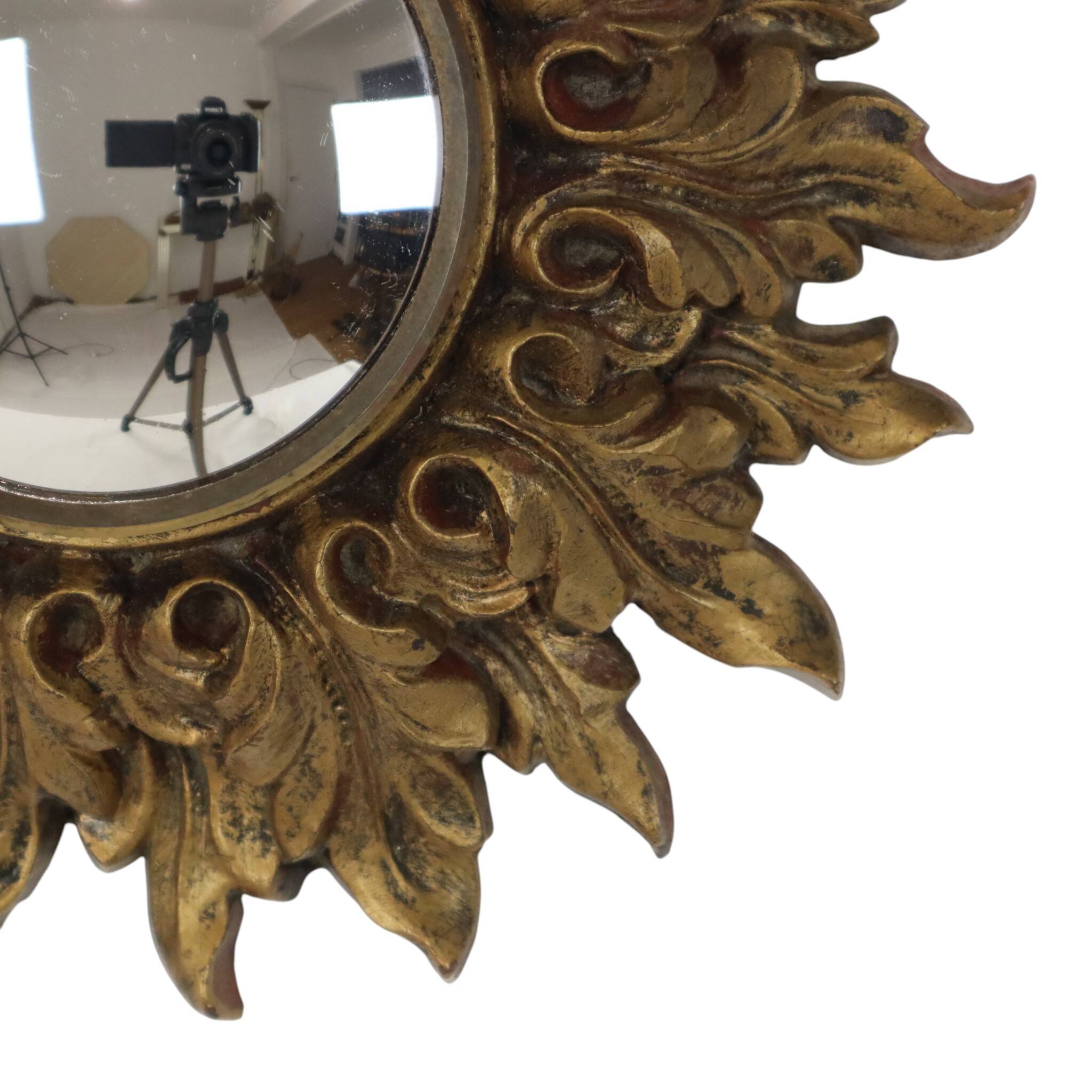 Petit miroir ensoleillé italien, style rococo, 24 cm