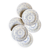 6 deep plates Boch La Louvière in blue glazed earthenware, "Copenhagen" service - 1920s-30s