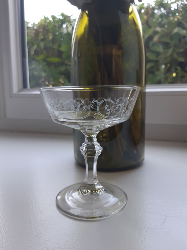 Lot de 6 coupes à champagne dépareillées en cristal années 30-40