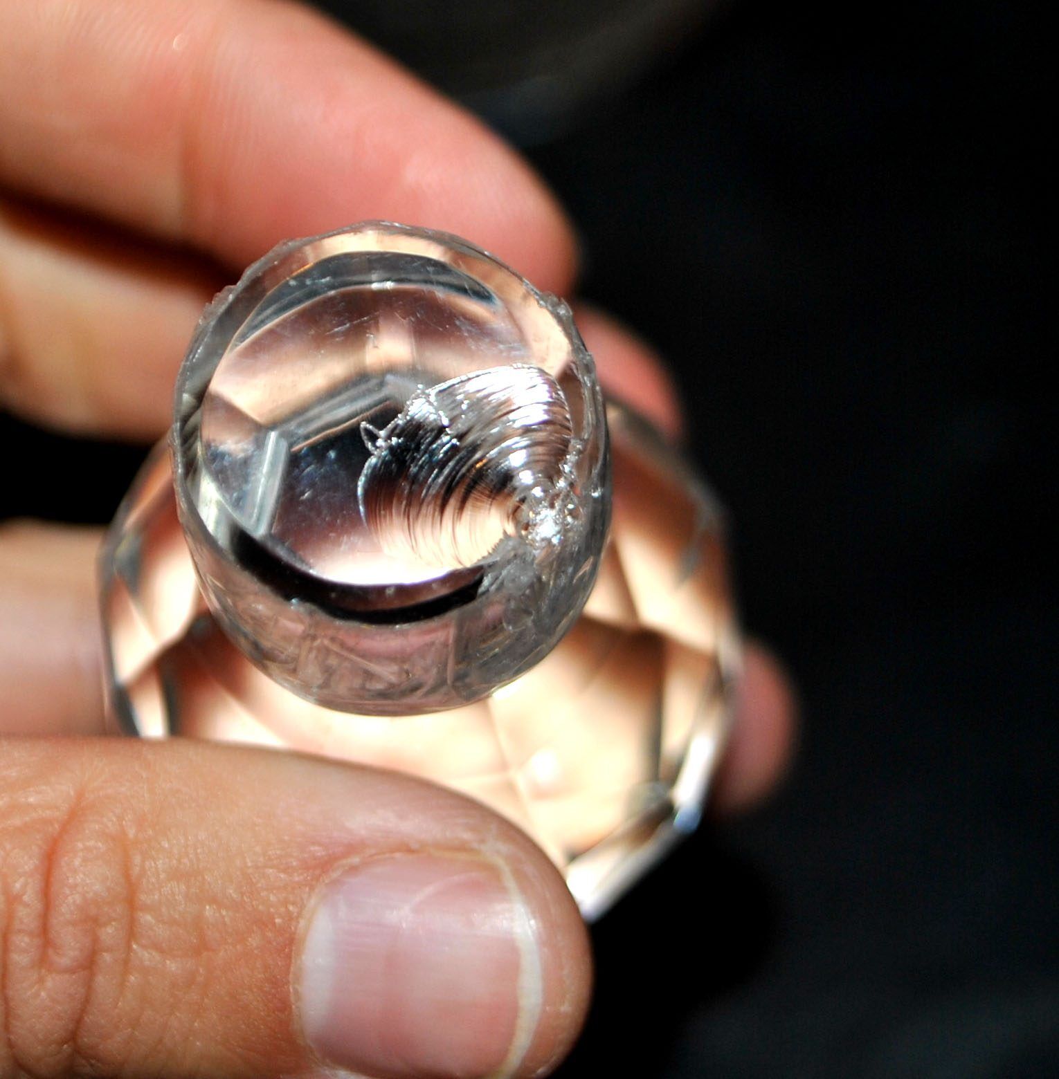 Antique Baccarat tortoiseshell cut crystal liqueur carafe H18cm 1900