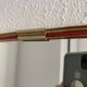Vintage 1960 asymmetrical mirror, free-form, gold and red - 71 x 3