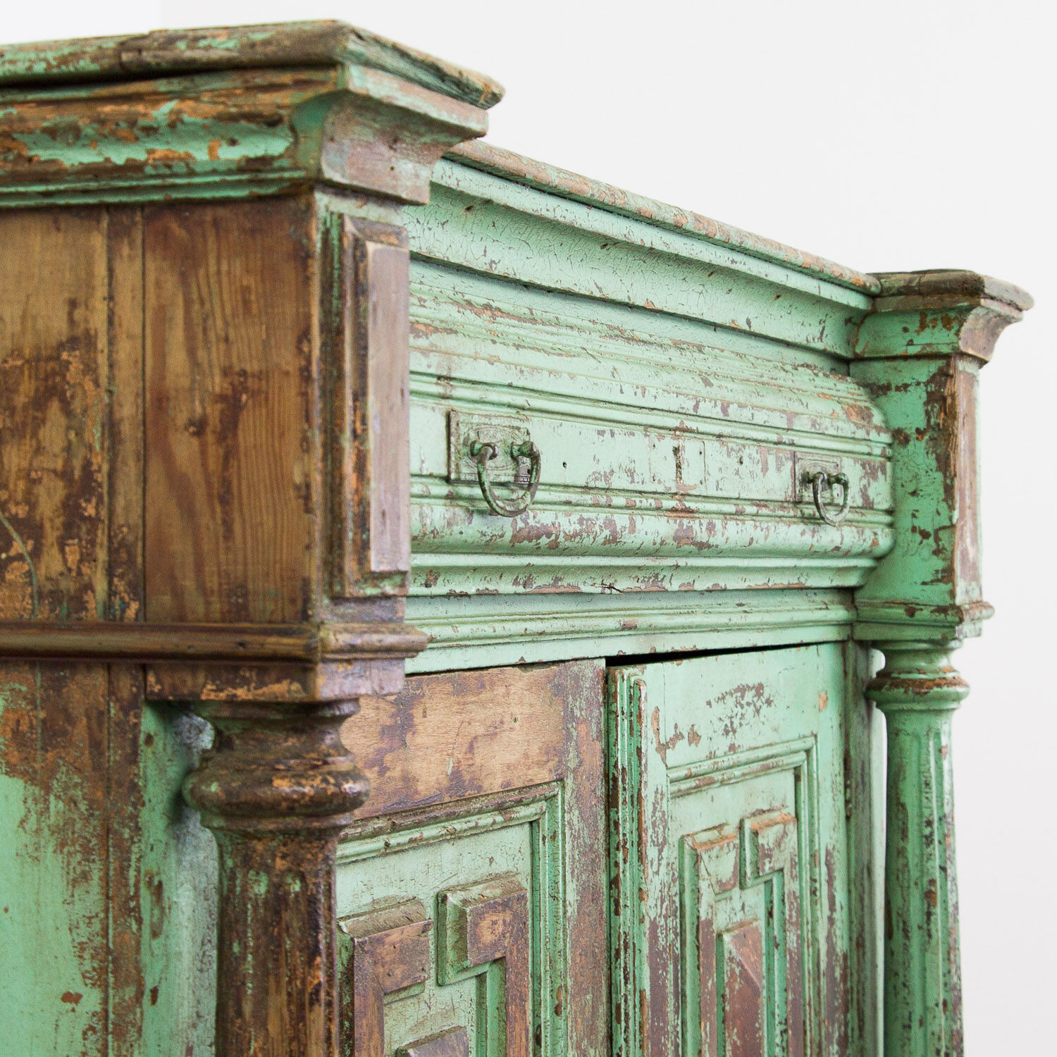 Green French antique cabinet