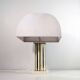 Table lamp in brass and lacquered metal with a fabric shade by Romeo Rega, 1960s.